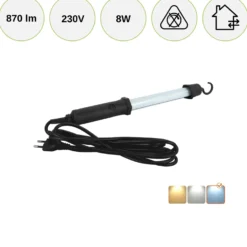 LED Arbejdslampe med krog | 230V | 6500K | 870lm | 8W | WADER