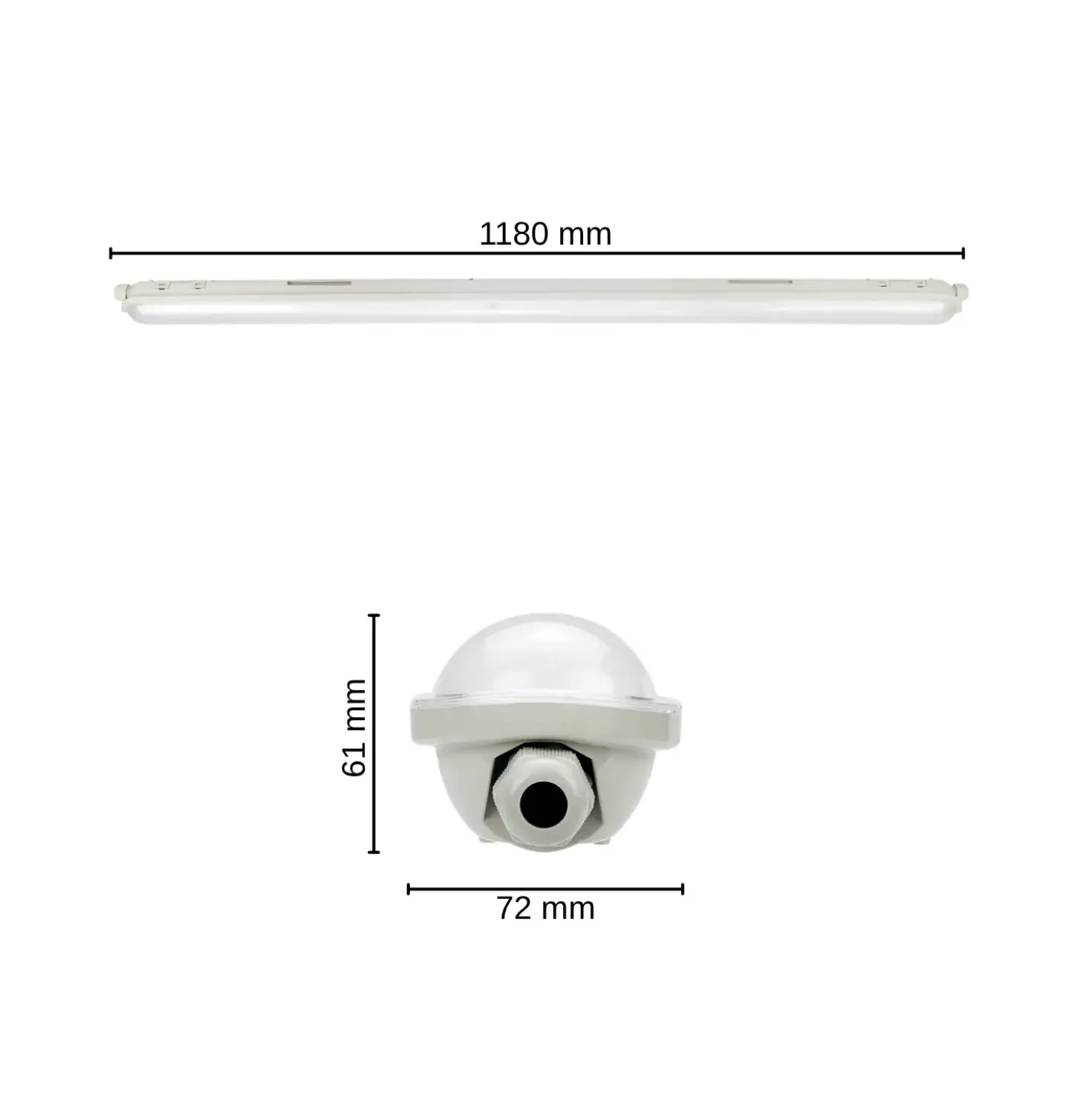 LED Armatur 120cm | 4000K | 6000lm | 40W | IP65 | LINKER | Gennemfortrådet