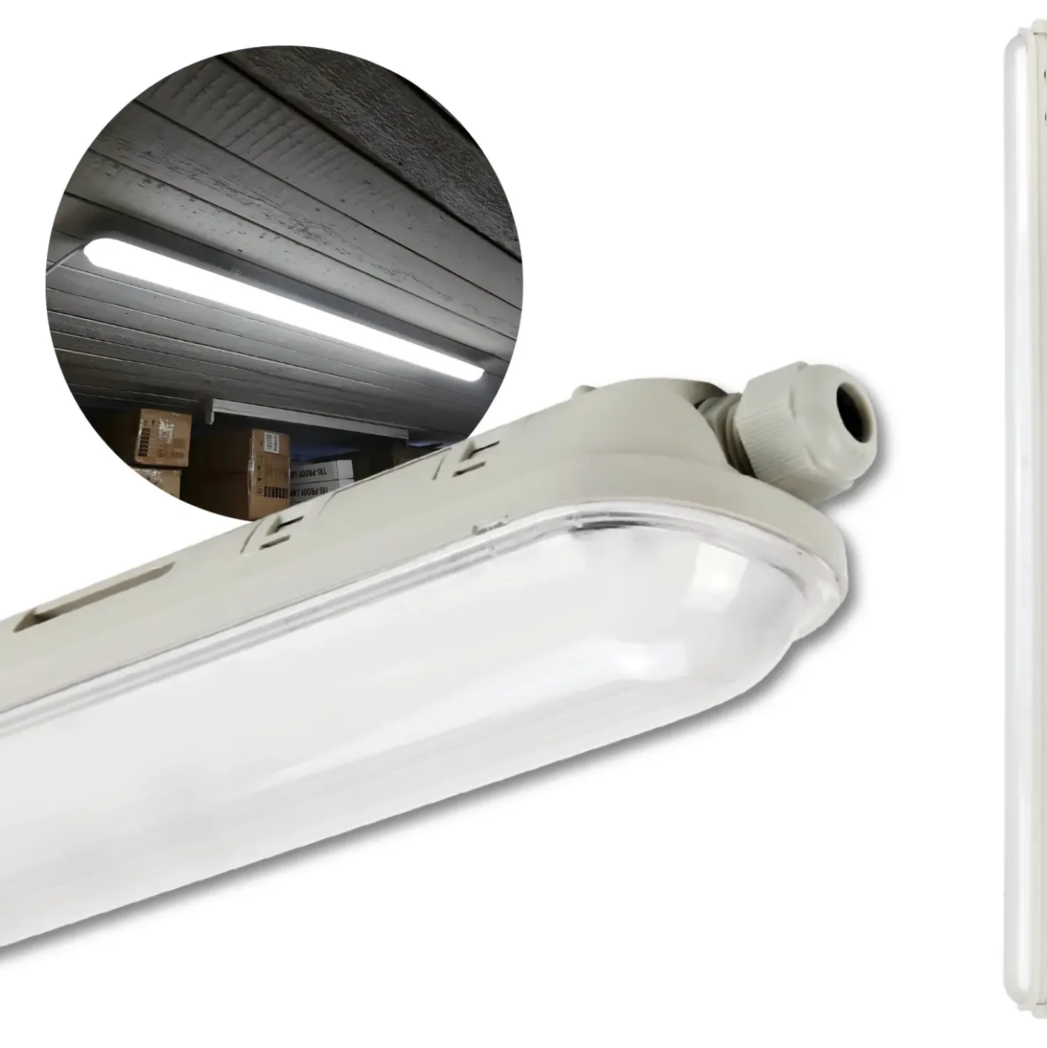 LED Armatur 120cm | 4000K | 6000lm | 40W | IP65 | LINKER | Gennemfortrådet