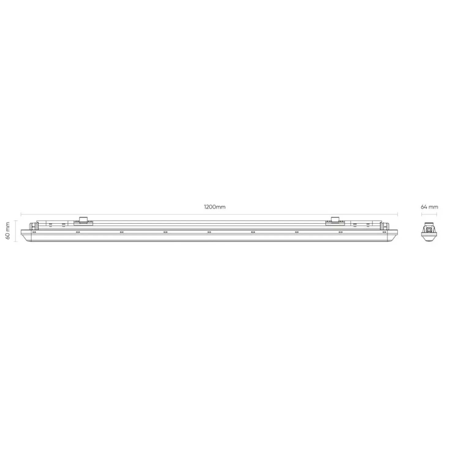 LED Armatur 120cm | 4000K | 156lm/W | 36W | IP65 | SolidLine | Gennemfortrådet