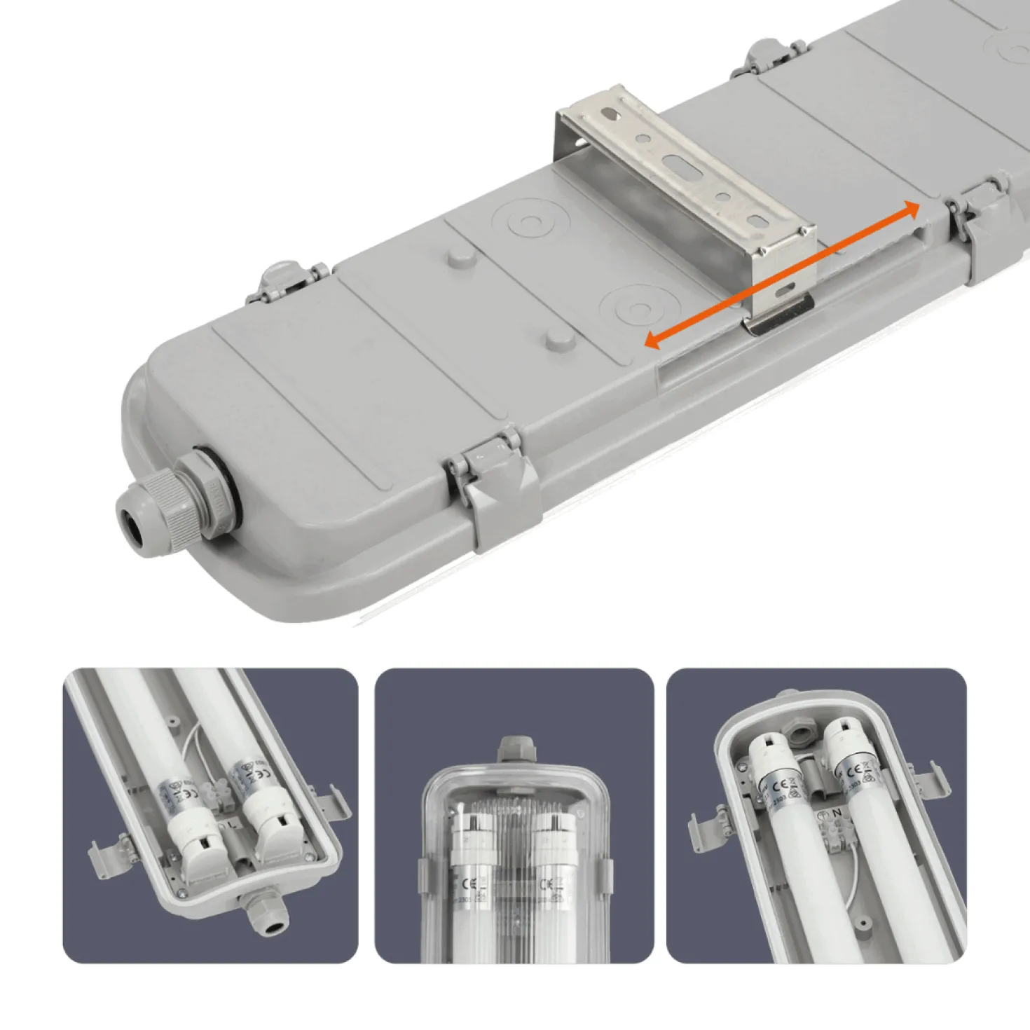 LED Armatur 60cm | Lysstofrør Armatur | 2x9W | 1800lm | 4000K