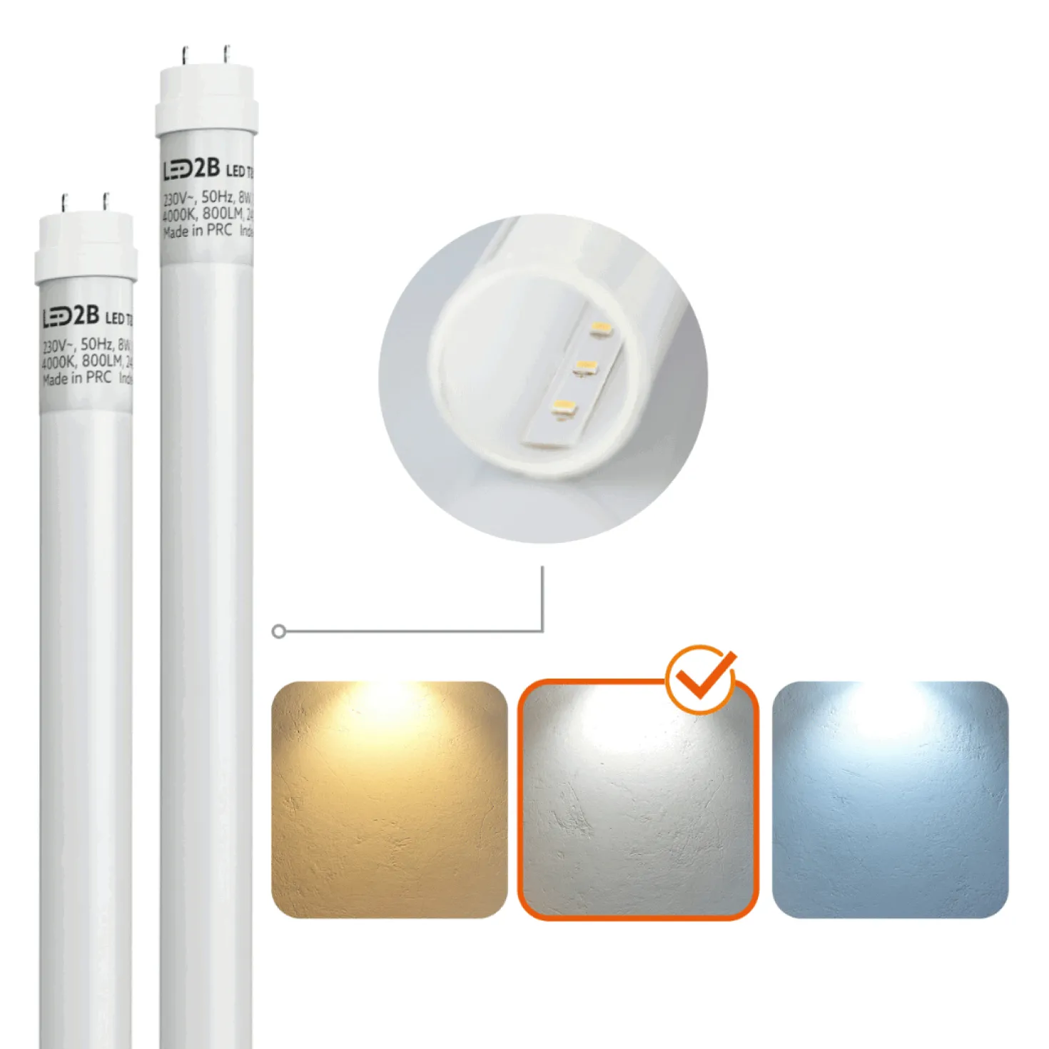 LED Armatur 60cm | Lysstofrør Armatur | 2x9W | 1800lm | 4000K