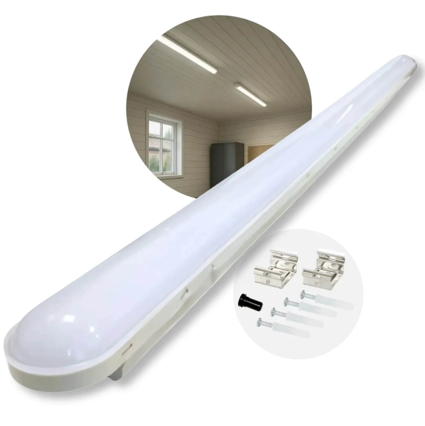 LED Armatur 120cm | 12-Pak | 4000K | 156lm/W | 36W | IP65 | SolidLine | Gennemfortrådet