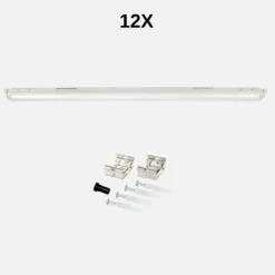 LED Armatur 120cm | 12-Pak | 4000K | 156lm/W | 36W | IP65 | SolidLine | Gennemfortrådet
