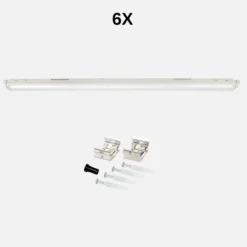 LED Armatur 120cm | 6-Pak | 4000K | 156lm/W | 36W | IP65 | SolidLine | Gennemfortrådet