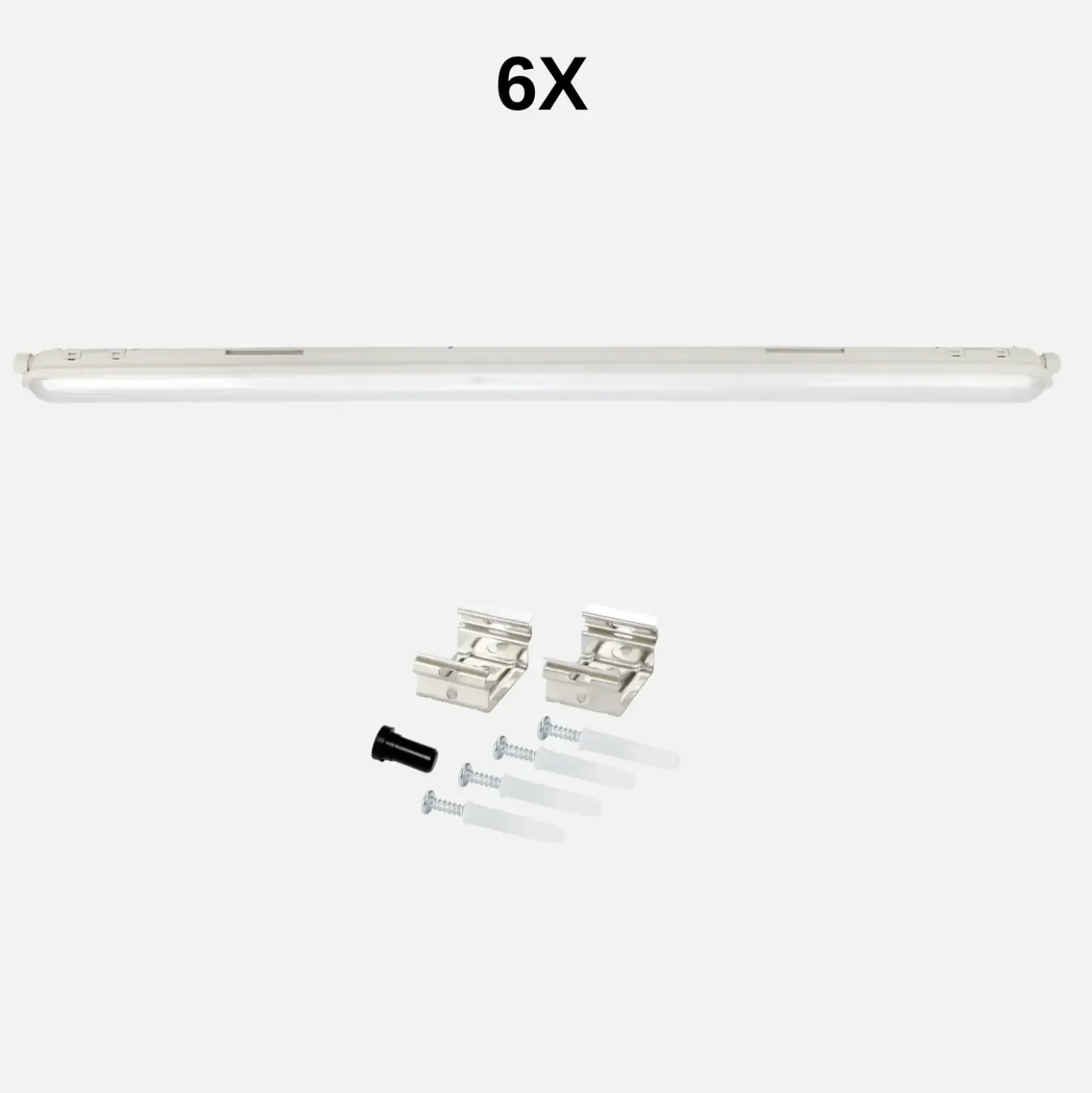 LED Armatur 120cm | 6-Pak | 4000K | 156lm/W | 36W | IP65 | SolidLine | Gennemfortrådet