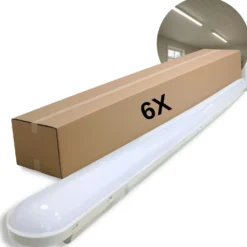 LED Armatur 120cm | 6-Pak | 4000K | 156lm/W | 36W | IP65 | SolidLine | Gennemfortrådet