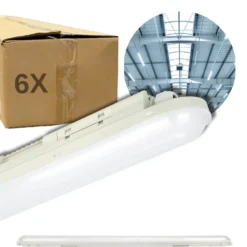 LED Armatur 120cm | 6-Pak | 4000K | 156lm/W | 36W | IP65 | SolidLine | Gennemfortrådet