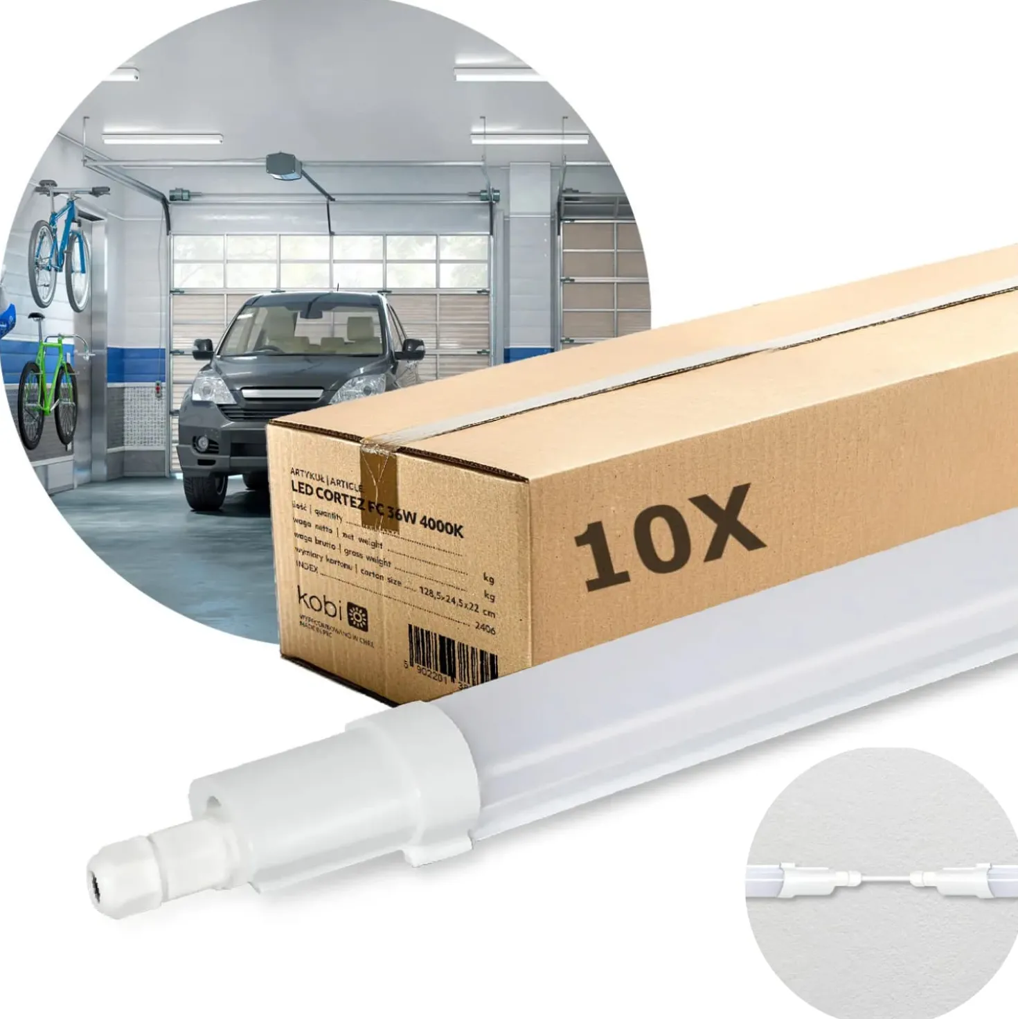 LED Armatur | 10 stk. Pakke | 150cm | 5760lm | 48W | 4000K | IP65