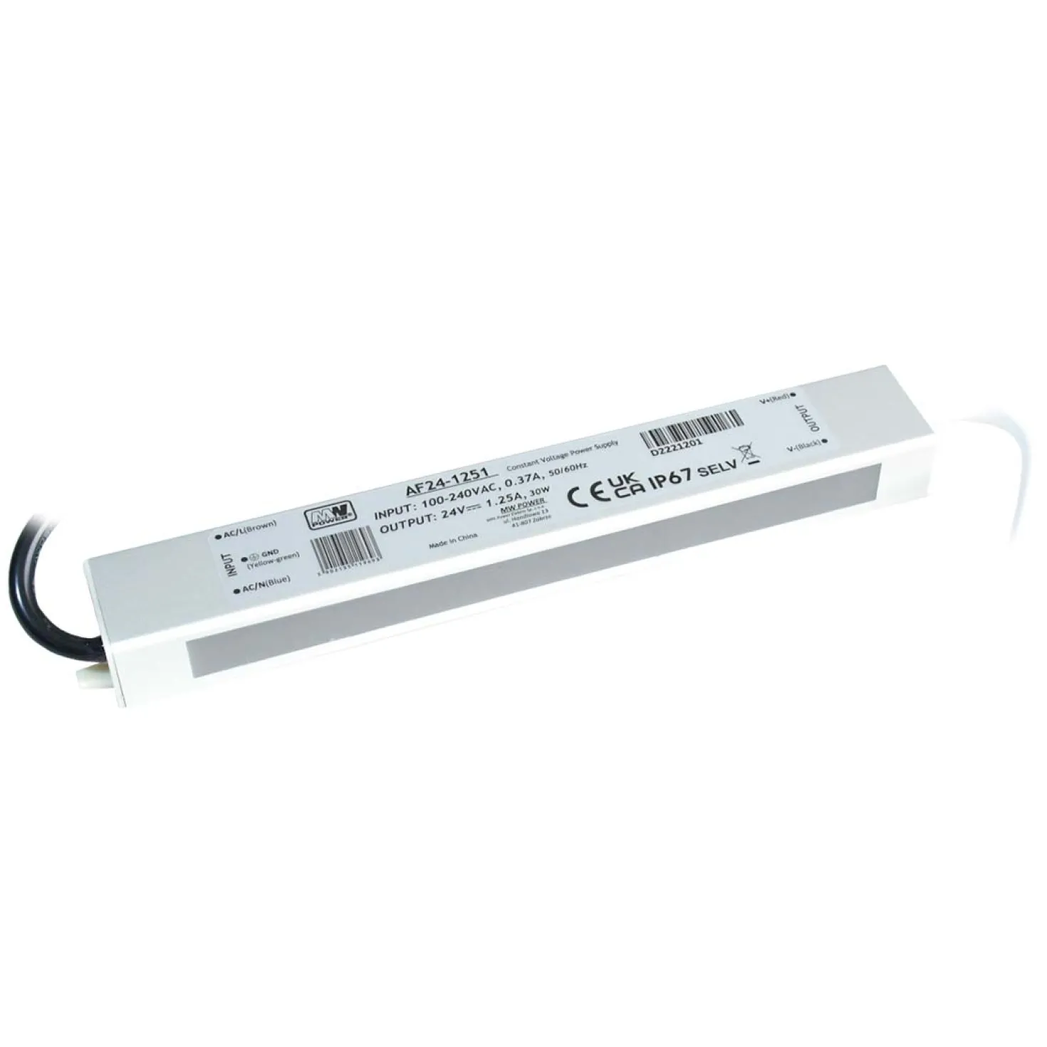 LED Driver 24V / LED Transformer | 30W | 1.25A | IP67 (AF24-1251)