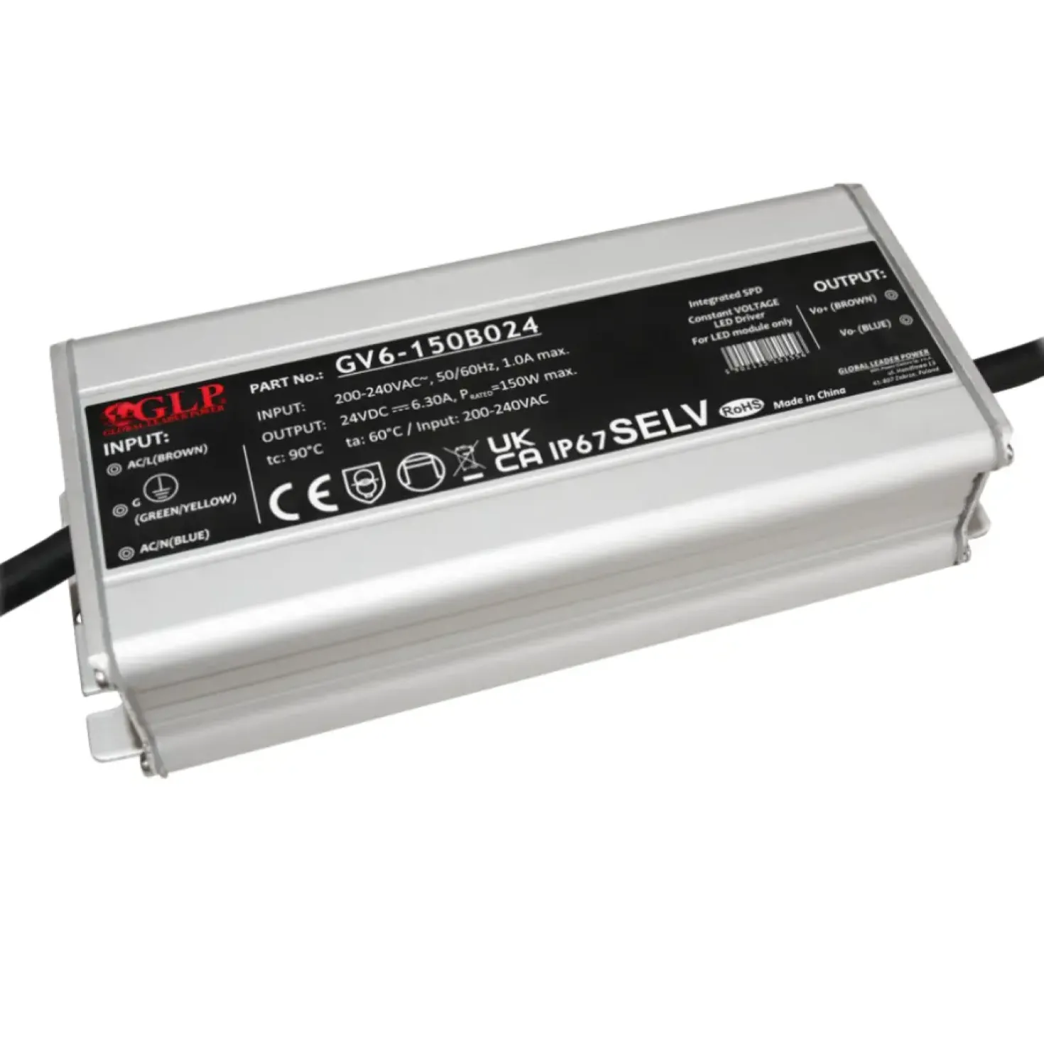 LED Driver 24V / Transformer | 0-150W | 6,3A | IP67 | GV6-150B024