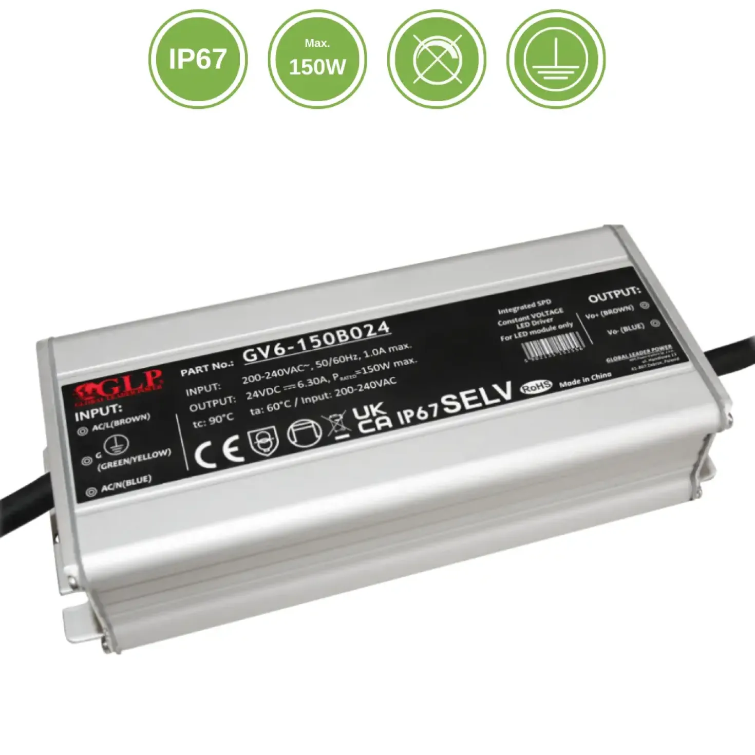 LED Driver 24V / Transformer | 0-150W | 6,3A | IP67 | GV6-150B024