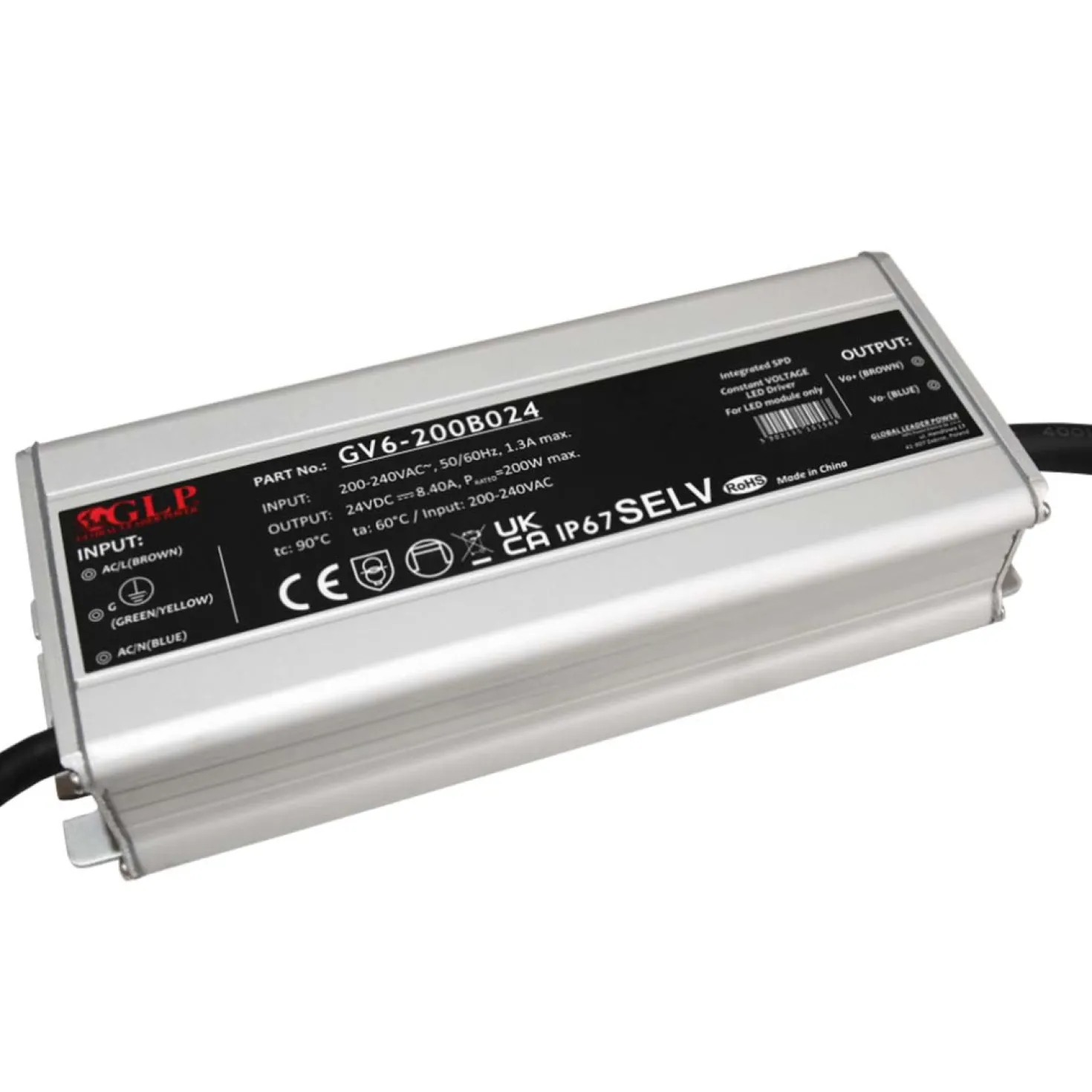 LED Driver 24V / Transformer | 0-200W | 8,4A | IP67 | GV6-200B024