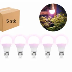 LED Grolys Pære E27 | 5 pak | 14,4 PPF | 11W | PLANTY