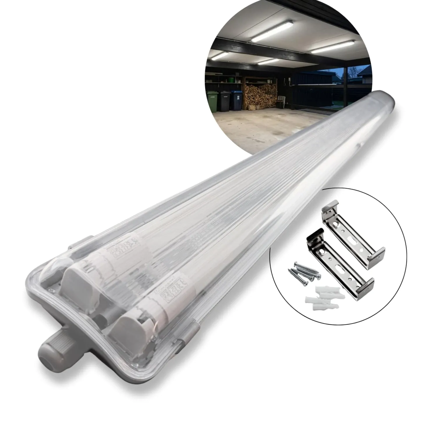LED Industriarmatur | 150cm | IP65 | 4000K | 7040lm | 2x22W | Dobbelt Lysstofrørs armatur