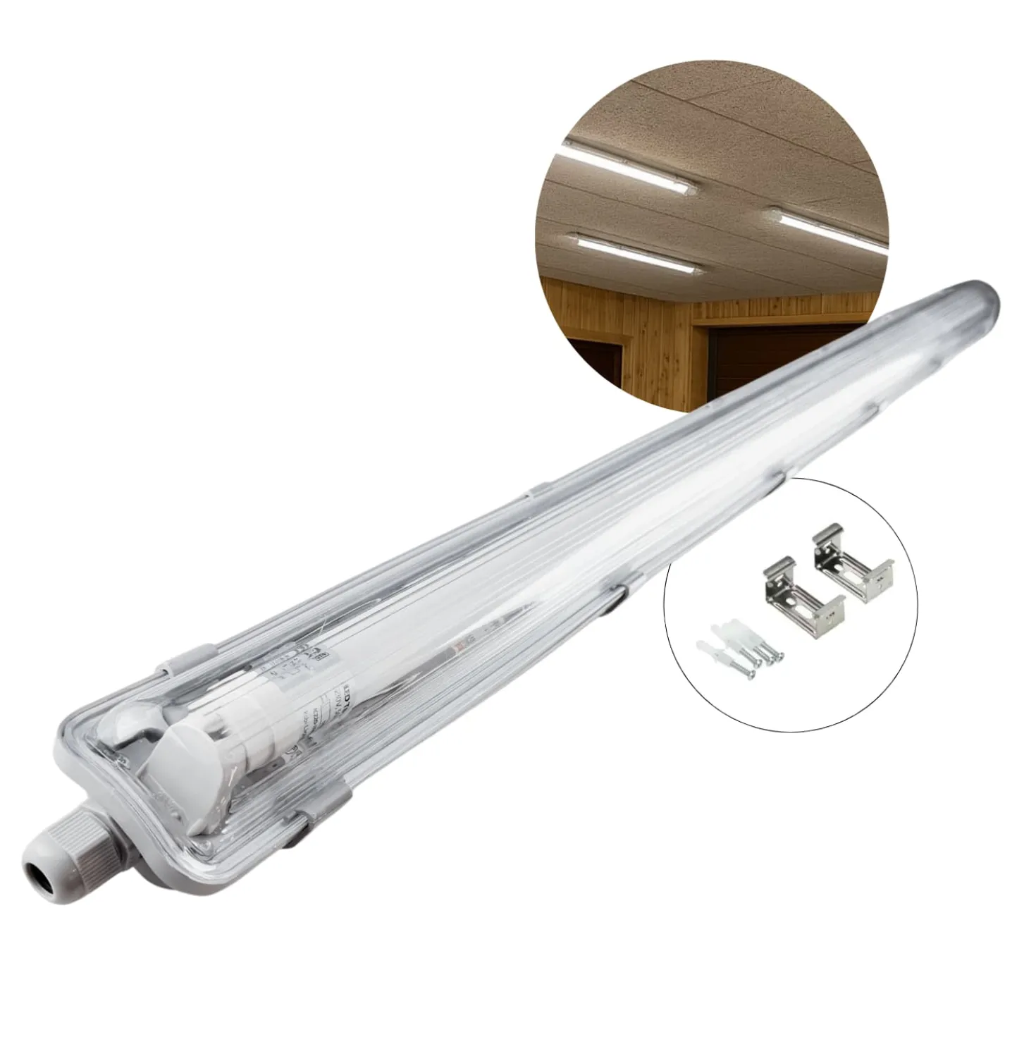 LED Industriarmatur | 120cm | 4000K | 2160lm | 1x18W | IP65 | Inkl. LED Rør