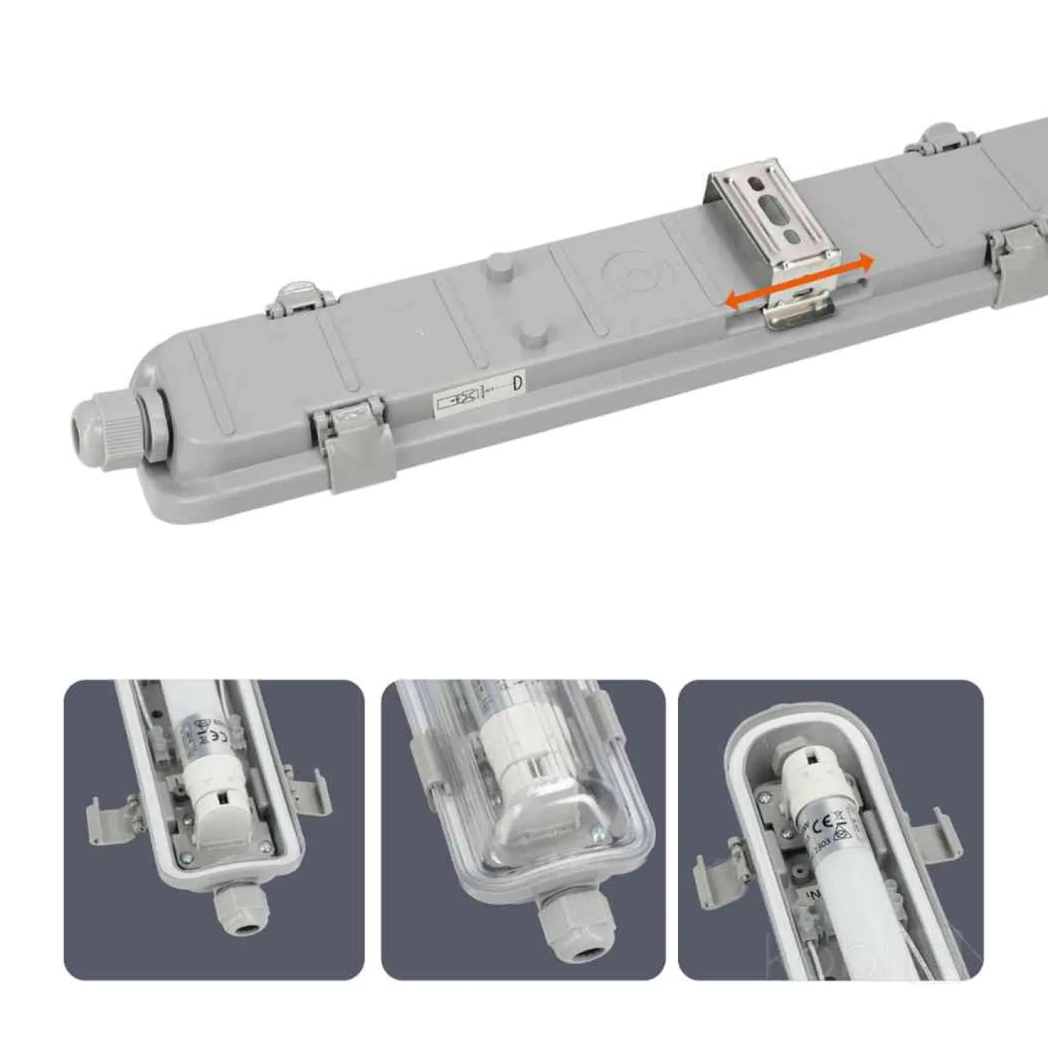 LED Industriarmatur | 120cm | 4000K | 2160lm | 1x18W | IP65 | Inkl. LED Rør