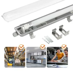 LED Industriarmatur | 120cm | 12-Pak | 4000K | 2160lm | 1x18W | IP65 | Inkl. LED Rør