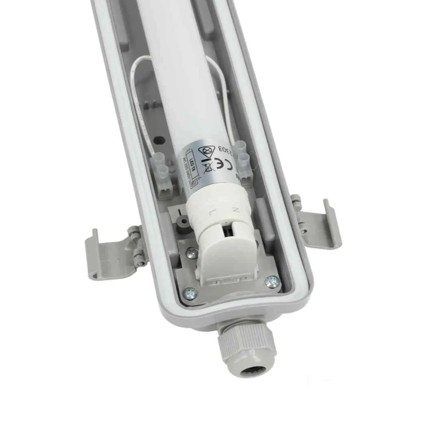 LED Industriarmatur | 120cm | 12-Pak | 4000K | 2160lm | 1x18W | IP65 | Inkl. LED Rør