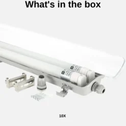 LED Industriarmatur 120cm | 10-Pak | 2x18W | 5000K | T8 | Dobbelt Lysstofrørs armatur