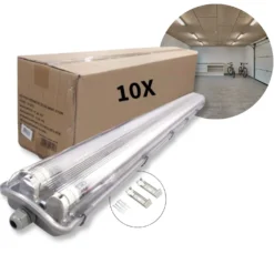 LED Industriarmatur | 120cm | 10 stk. Pakke (Sætpris) | 2x18W | T8 LED Rør | 4000K