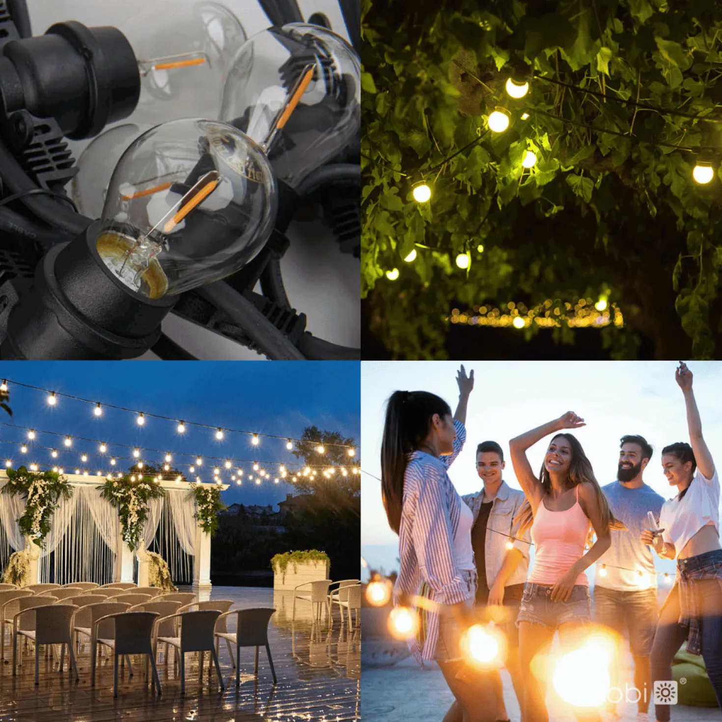 LED lyskæde med pærer | 20m | inkl. 20 stk. Filament Plast Pærer | 2700K