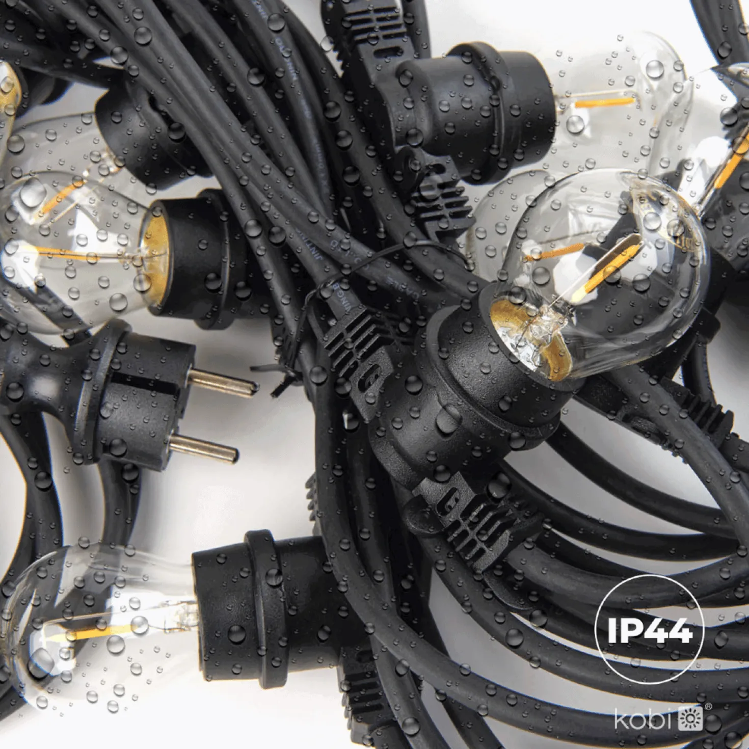 LED lyskæde med pærer | 20m | inkl. 20 stk. Filament Plast Pærer | 2700K