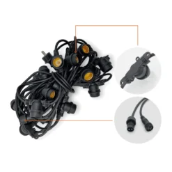 LED lyskæde med pærer | 10m | inkl. 20 stk. Filament Plast Pære | 2700K