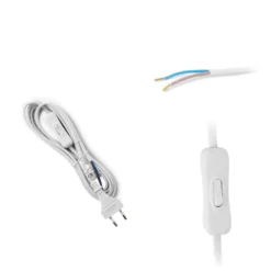 Ledning med Afbryder | 250cm | 230V | 2G0.75 | Hvid