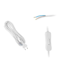 Ledning med Afbryder | 500cm | 230V | 2G0.75 | Hvid