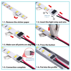 Ledningsstik | 10mm | IP20 | SMD LED Strip | Enkelt Farve LED Bånd | 2 Pin | Beetle