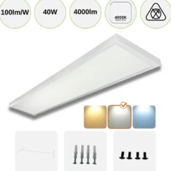 LED Panel 30x120 | 4000K | 4000lm | 40W | LITE | Indbygget Ramme | Hvid