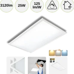 LED Panel 30x60 | 4000K | 3120lm | 25W | NELIO G2 | Inkl. Troldtektramme | Hvid