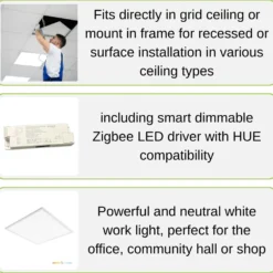 LED Panel 60x60 | 4000K | 4320lm | 36W | NELIO G2 | Zigbee | Hvid