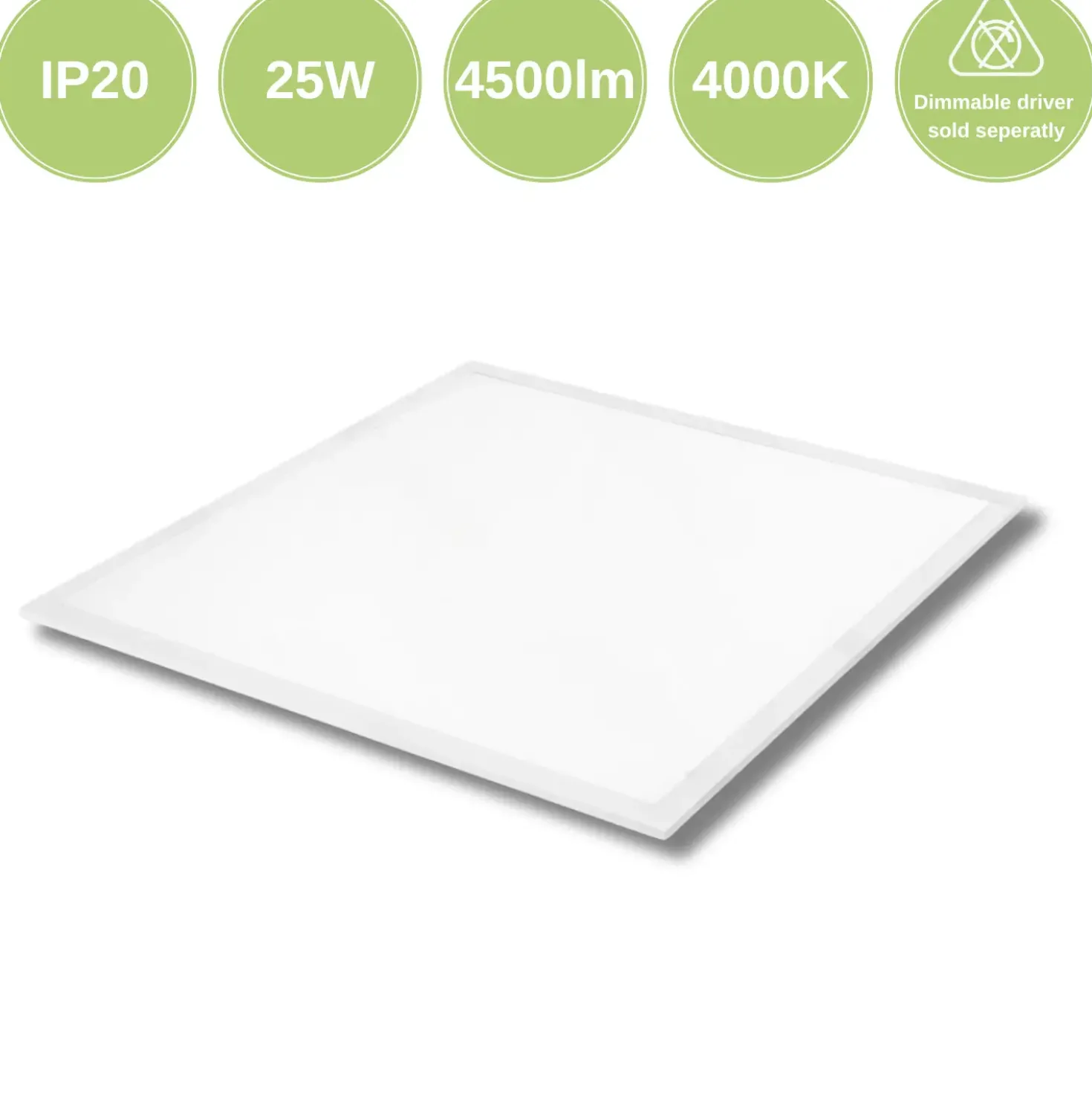 LED Panel 60x60 | 4000K | 4500lm | 25W | SHINE | UGR19 | Hvid