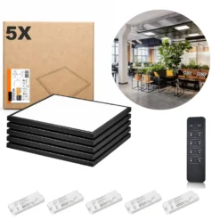 LED Panel 60x60 | 5-Pak | Dæmpbar | 4000K| 4000lm | 40W | Inkl. Remote | NIRA