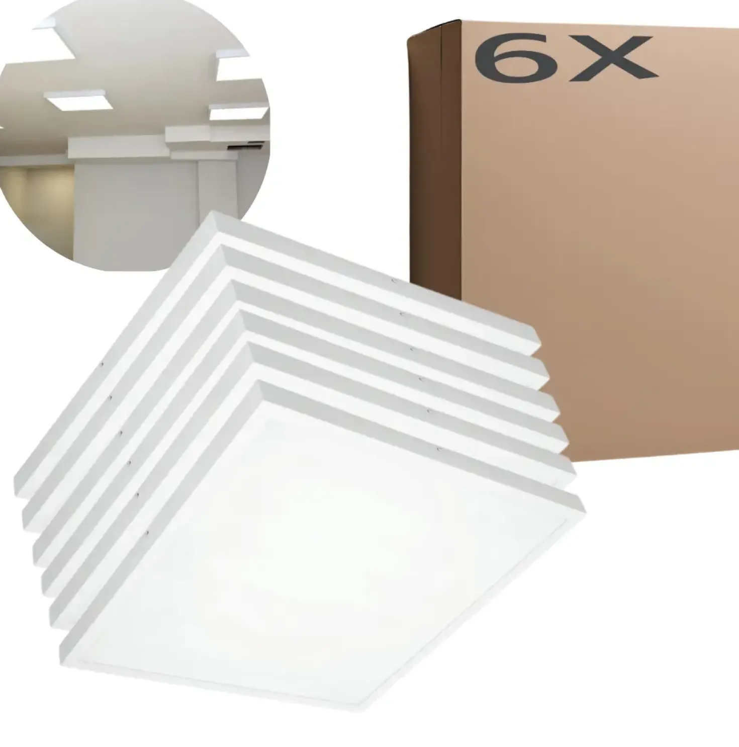 LED Panel 60x60 | 6-Pak | 4000K | 4320lm | 36W | BRISBANE | Indbygget Ramme | Hvid