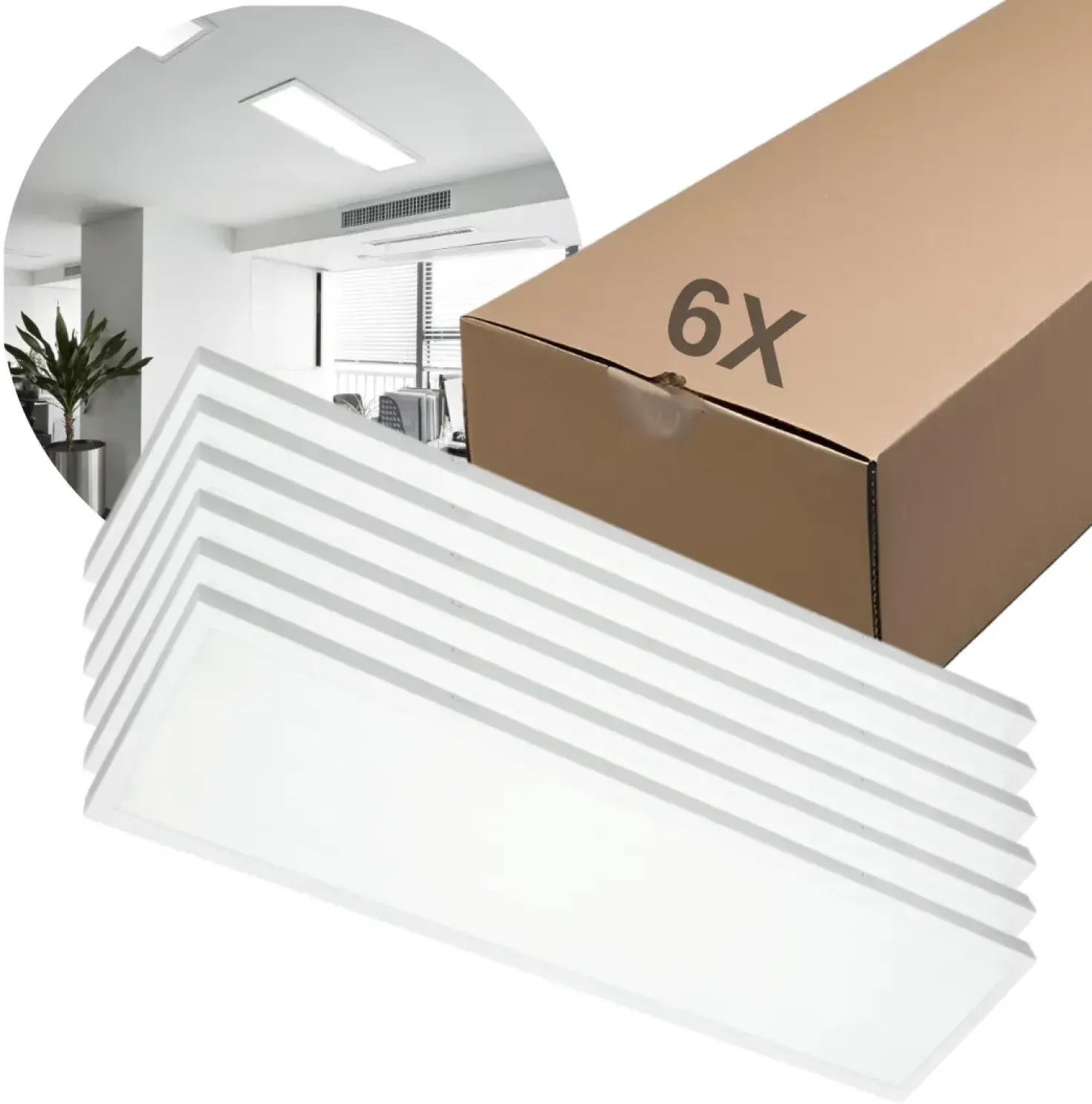LED Panel 30x120 | 6-Pak | 4000K | 4320lm | 36W | BRISBANE | Indbygget Ramme | Hvid