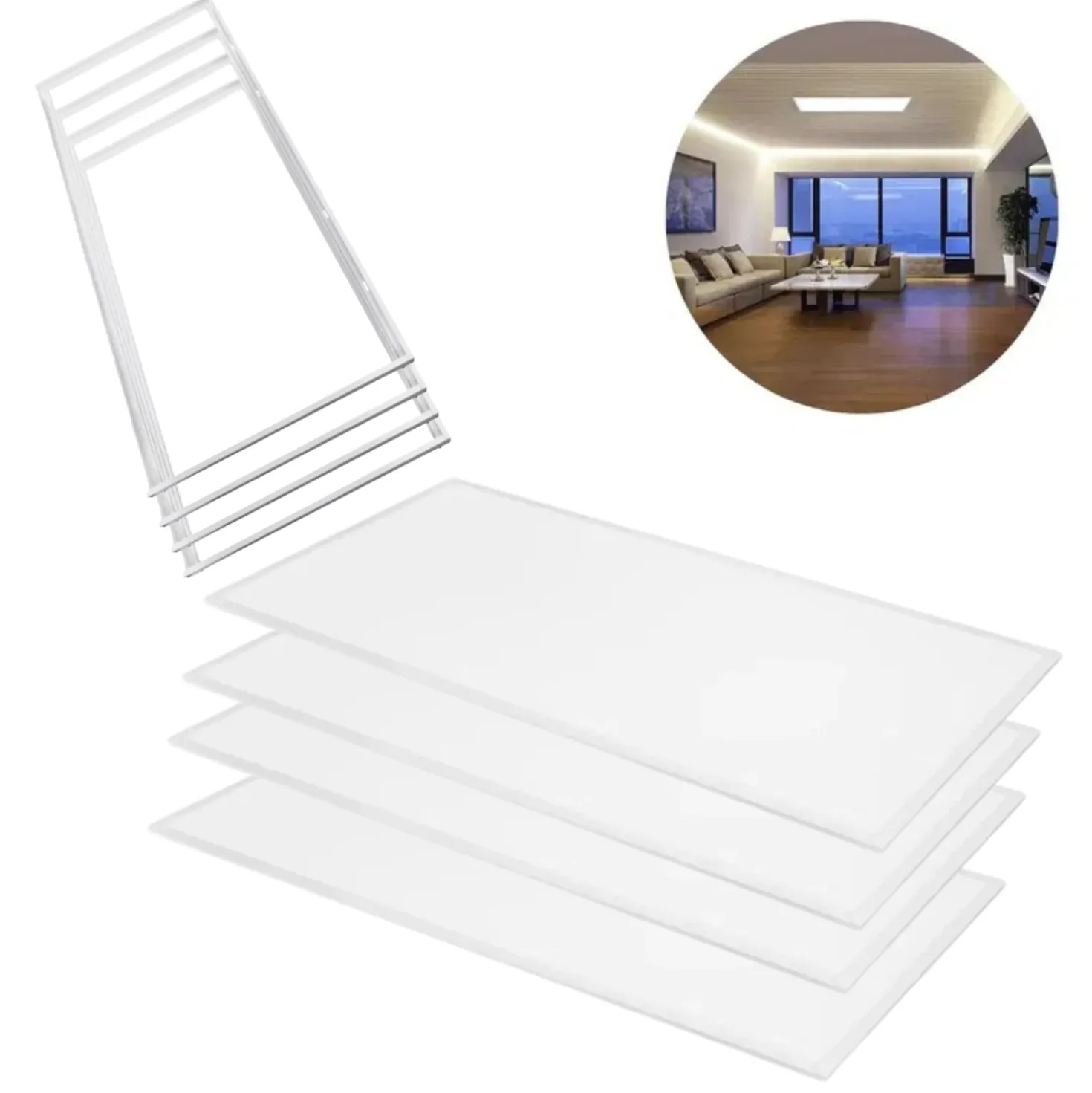 LED Panel 60x120 | 4 Pak | 6500K | 8640lm | 46W | GLOW | UGR19 | Inkl. Påbygningsramme