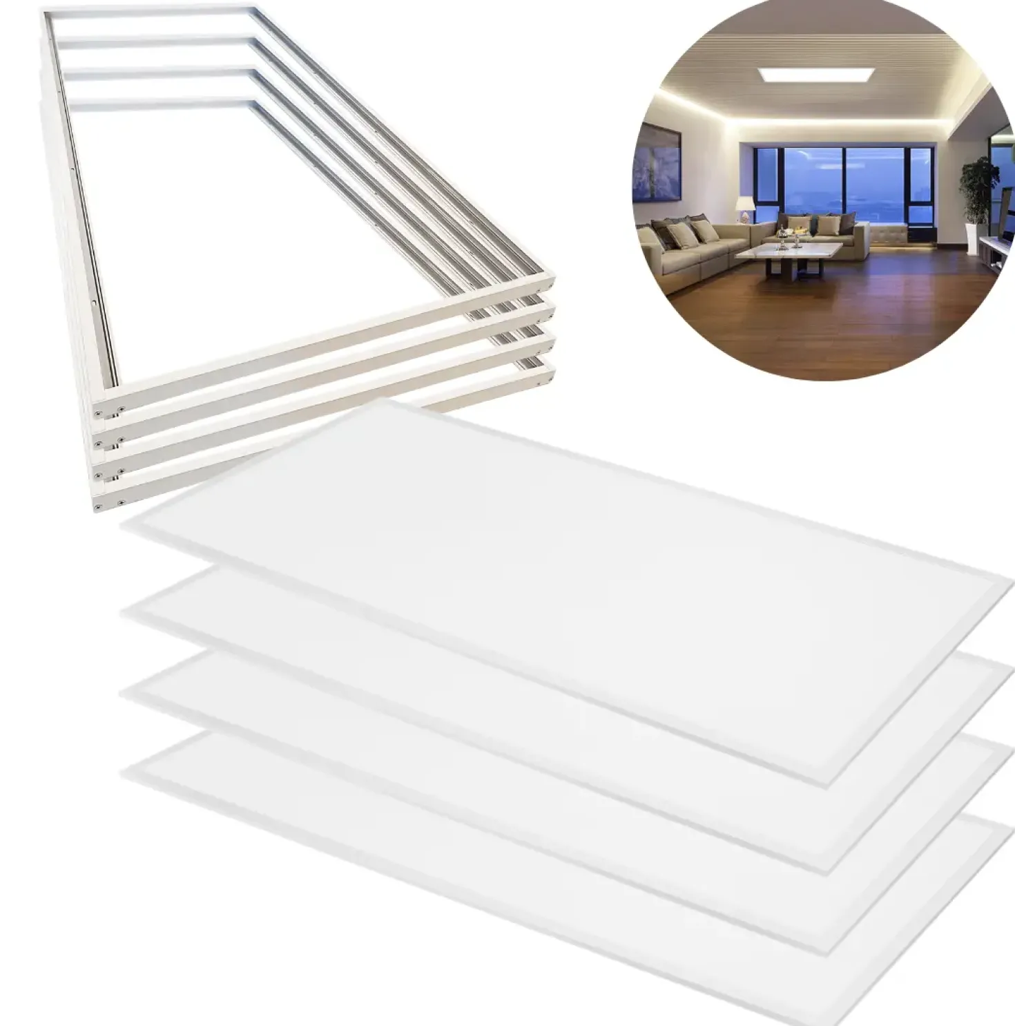 LED Panel 60x120 | 4 Pak | 6500K | 8640lm | 46W | GLOW | UGR19 | Inkl. Troldtektrammer