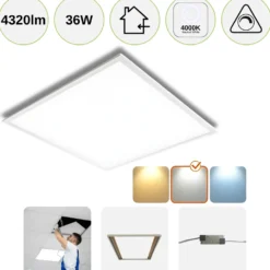 LED Panel 60x60 | 5-Pak | 4000K | 4320lm | 36W | NELIO G2 | Inkl. Troldtektramme | Hvid