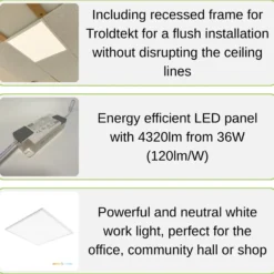LED Panel 60x60 | 5-Pak | 4000K | 4320lm | 36W | NELIO G2 | Inkl. Troldtektramme | Hvid