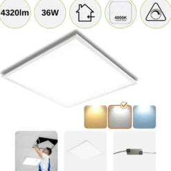LED Panel 60x60 | 5-Pak | 4000K | 4320lm | 36W | NELIO G2 | Inkl. Troldtektramme | Hvid