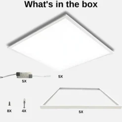 LED Panel 60x60 | 5-Pak | 4000K | 4320lm | 36W | NELIO G2 | Inkl. Troldtektramme | Hvid