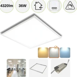 LED Panel 60x60 | 5-Pak | 4000K | 4320lm | 36W | NELIO G2 | Inkl. Påbygningsramme | Hvid