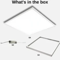 LED Panel 60x60 | 5-Pak | 4000K | 4320lm | 36W | NELIO G2 | Inkl. Påbygningsramme | Hvid