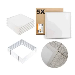LED Panel 60x60 | 5-Pak | 4000K | 4000lm | 40W | NIRA | Inkl. Indbygningsramme | Hvid