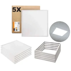 LED Panel 60x60 | 5-Pak | 4000K | 4000lm | 40W | NIRA | Inkl. Påbygningsramme | Hvid