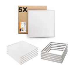 LED Panel 60x60 | 5-Pak | 3000K | 4000lm | 40W | NIRA | Inkl. Påbygningsramme | Hvid