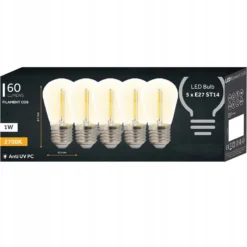 LED Pærer | Plastskærm | 5 stk. pakke | E27 Filament | 1W | (1322)